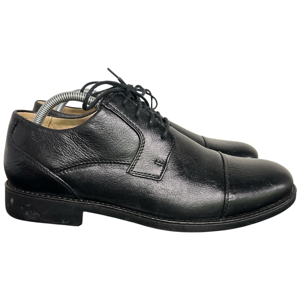 Studio Belvedere Duke Mens 8.5 D Black Leather Cap Toe Oxford Shoes Brazil